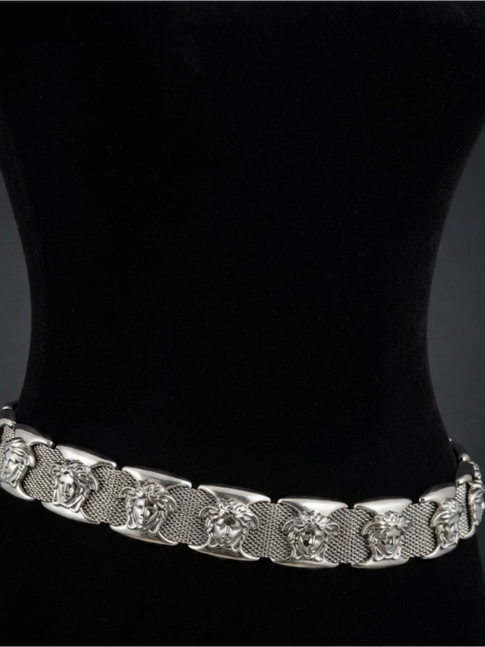 Glam Vintage 80s Silver Chain Medusa  medallion  Belt goth unisex Accessories